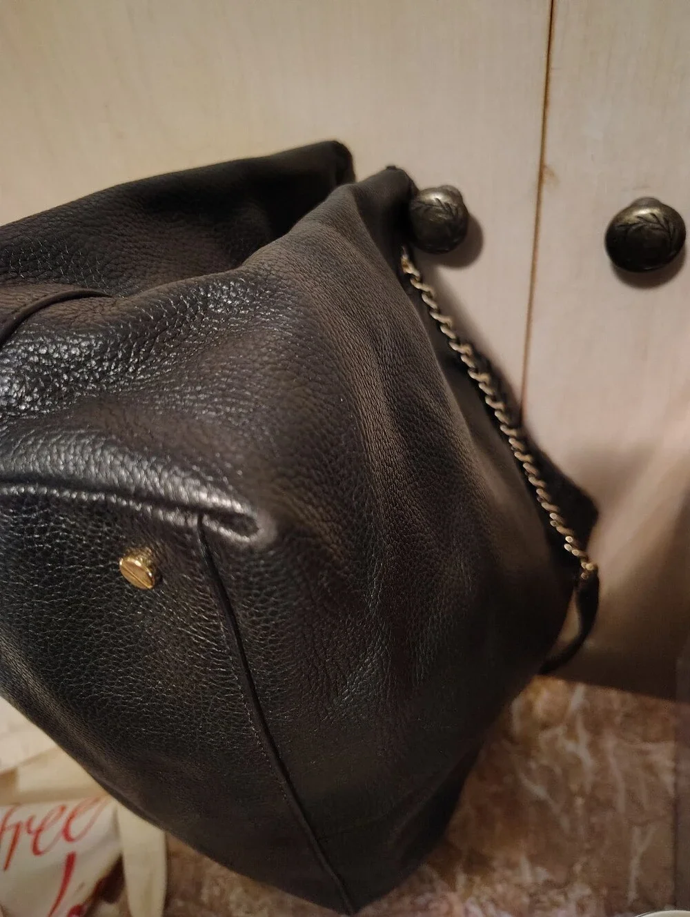 Tory Burch Marion Black Pebbled Leather Tote
